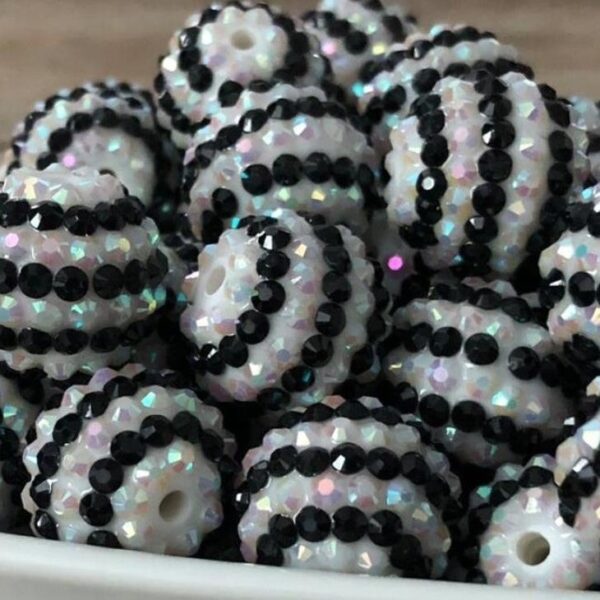 Wholesale  5pcs 20MM Resin Black and White Striped Diamond Balls