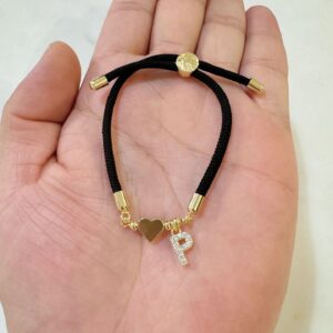 Black rope zircon letter bracelet—p