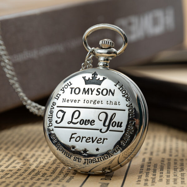Wholesale TO MY SON Engraved Gold Pocket Watch - A Bestselling Cross-Border Product, a Vintage Commemorative Gift for Sons' Growth or Birthday.