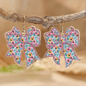 Wholesale Sunflower Bow Acrylic Pendant Earrings Daily Matching Jewelry