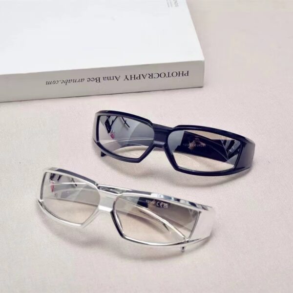 Wholesale Silver Light Technology Style Square Reflective Silver Frame Glasses