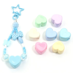 Wholesale 6pcs Acrylic Macaron Color Peach Heart DIY Beads