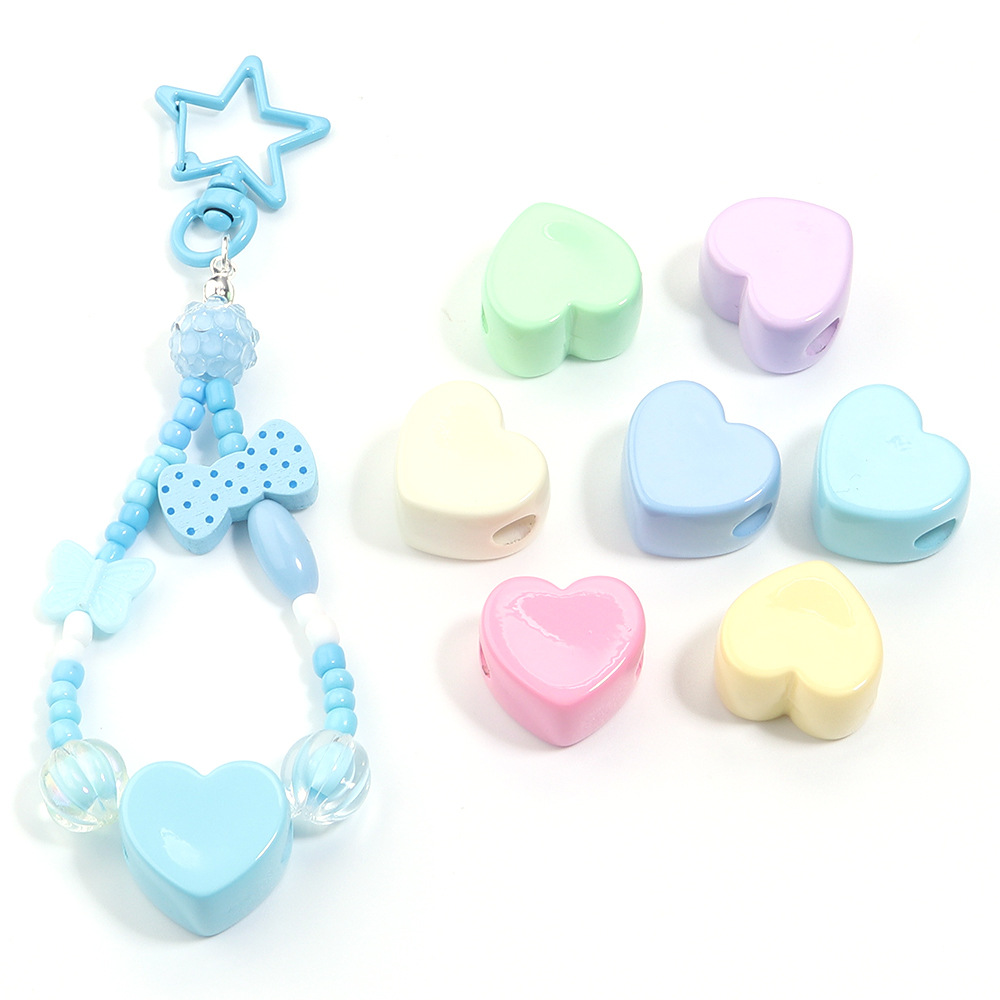Wholesale Acrylic Macaron Color Peach Heart DIY Beads