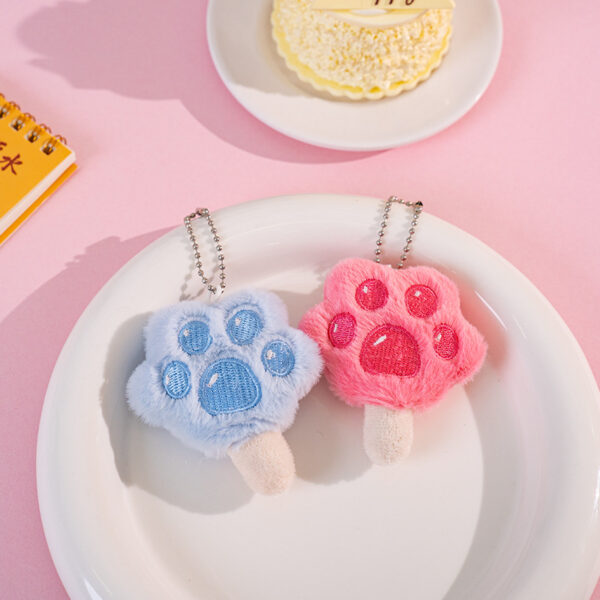 Wholesale Cat paw popsicle plush cute pink cartoon keychain