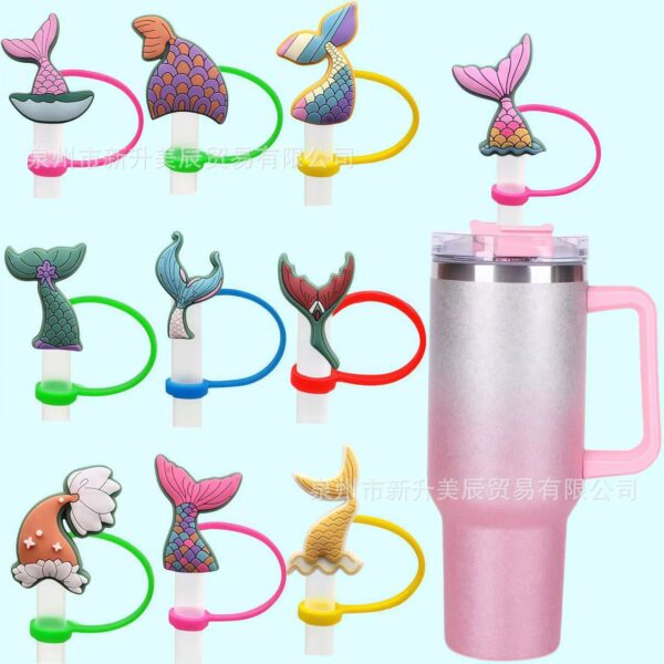 O1CN01RsV1H6271936mESS1_2213236817736-0-cib Wholesale Cute Mermaid Cartoon Silicone Straw Cap