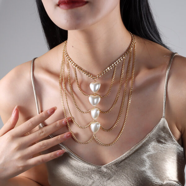 Wholesale Tassel Peach Heart Imitation Pearl Peach Heart Necklace