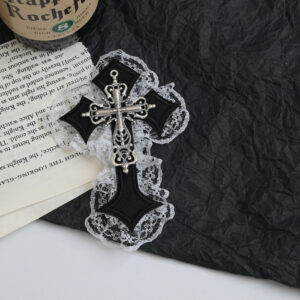 1 # Black cross white lace hairpin