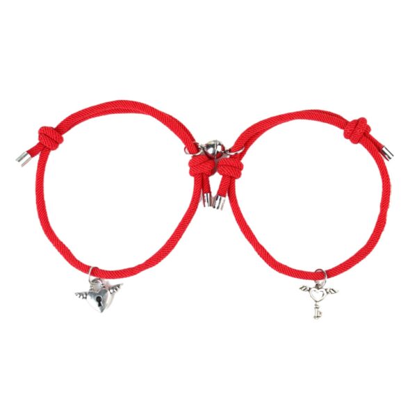Wholesale Couple Key Lock Magnetic Suction Bracelet Hand Woven