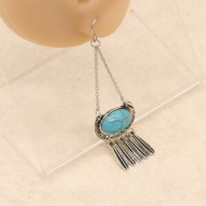 Wholesale Tassel long turquoise feather shaped pendant earrings