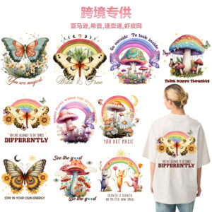Wholesale Heat Transfer Factory Cross-Border Supply Butterfly Heat Transfer Decals Flower T-Shirt Pattern Heat Transfer Clothing Stickers Spot