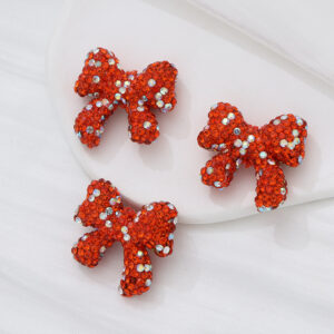 Orange / Colored soft clay full diamond bow height * width 28 * 29mm