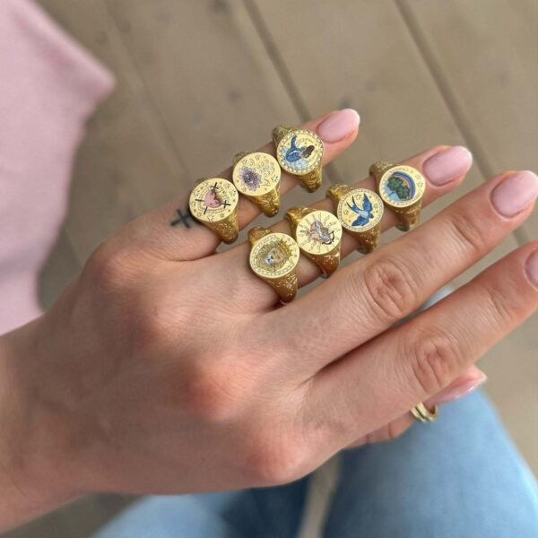 Wholesale Valentine's Day Lion Cartoon Love Painted Stainless Steel Ring