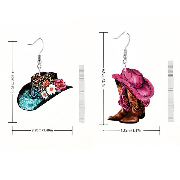 Wholesale Western style leopard print turquoise flower denim hat acrylic earrings