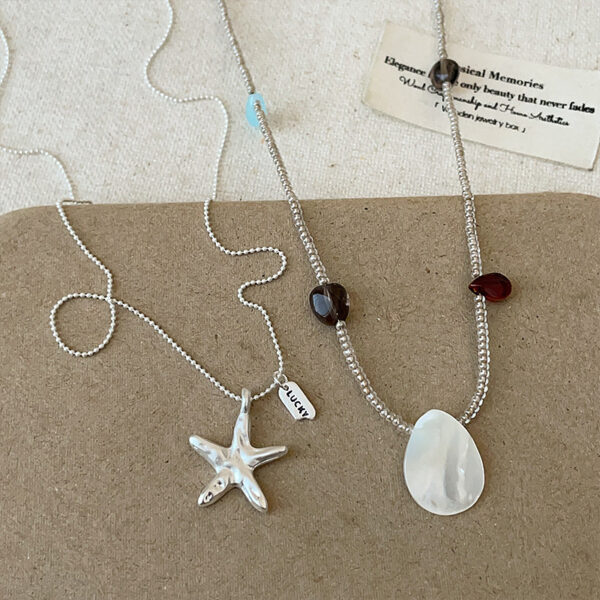 Wholesale Stainless Steel Summer Starfish and Shell Necklace