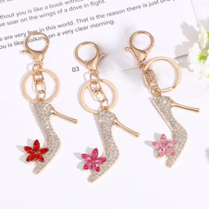 Wholesale High heels cartoon diamond studded Metal Keychain