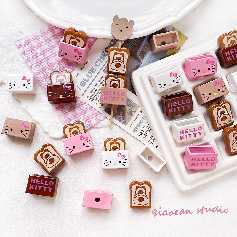 Wholesale Kitten Sliced Toast Beaded Letter Box through Hole Acrylic Beads DIY Handmade Aessories Materials