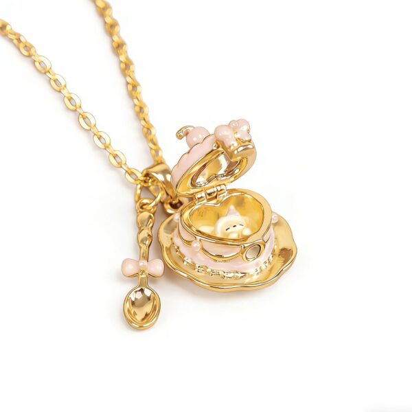 Wholesale cup-shape openable necklace teaspoon design