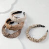 Wholesale Leopard print coffee colored fabric knotted wide edge headband