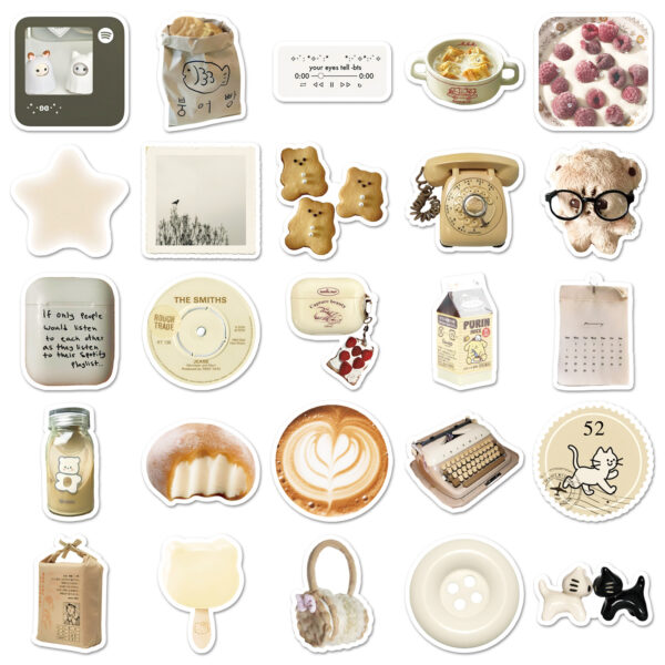 Wholesale 50 oatmeal latte ins wind graffiti stickers small fresh dessert decoration cup mobile phone notebook DIY stickers