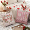 Wholesale Pink With Printed Design Versatile Linen Material Valentine's Day Pillow Cover