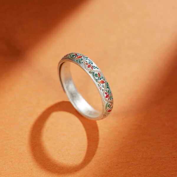 Wholesale Flower Vine Gold Enamel Index Finger Ivy Open Ring