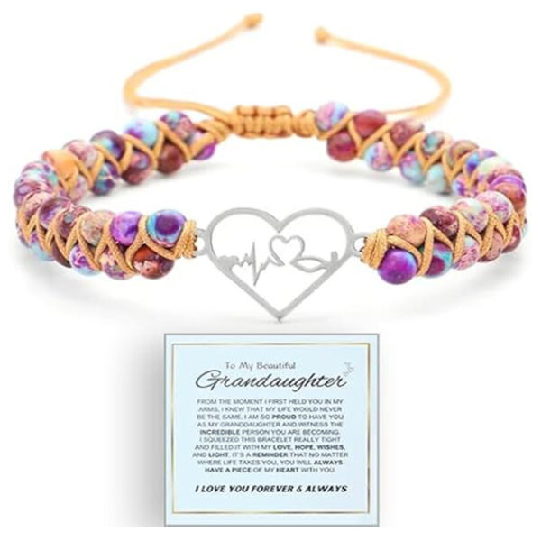 Wholesale Heart-Shaped Imperial Purple Royal Stone Bracelet