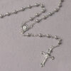 Wholesale 5mm silver prayer bead cross pendant necklace