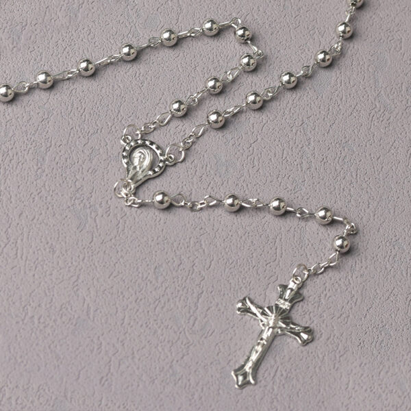 Wholesale 5mm silver prayer bead cross pendant necklace