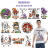 Wholesale Cross-Border Exclusive Supply of Halloween Skull White Ink Heat Transfer Stickers for T-Shirts, Custom Heat Transfer Stickers, Ready Stock