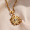 Wholesale Devil's Eye Hollow-out Radiant Diamond-set Eye Stainless Steel Necklace