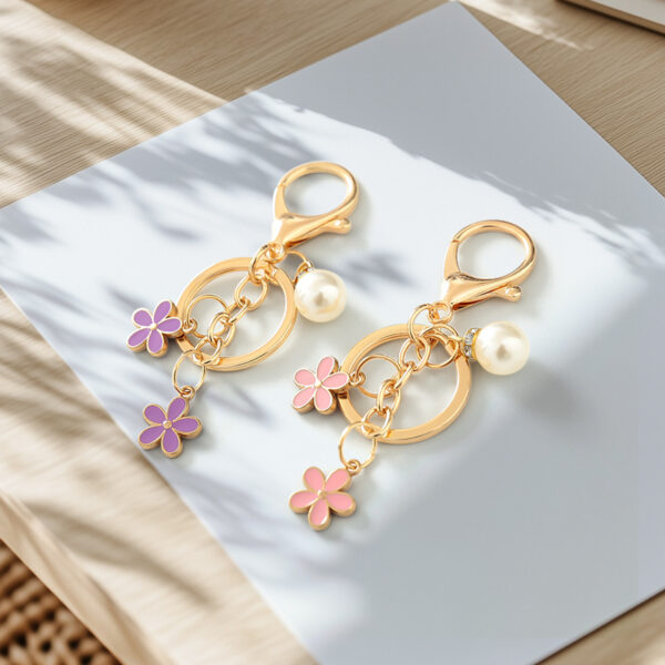 Wholesale Colorful Pearl Flower Keychain