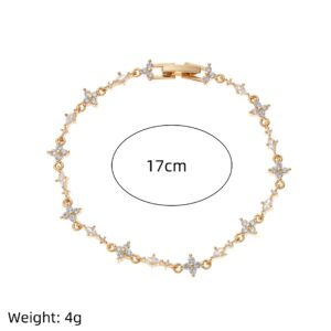 Light blue zircon flower bracelet-gold