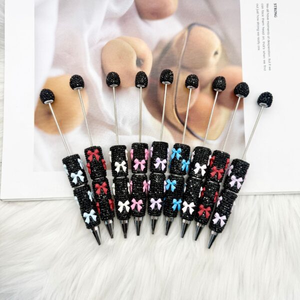 Wholesale 2pcs DIY Bow Full Rhinestone Beaded Pen Valentine's Day Gift Pen