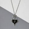 Wholesale Dark Gothic Punk Red and Black Heart Bow Cross Necklace Retro Clavicle Chain