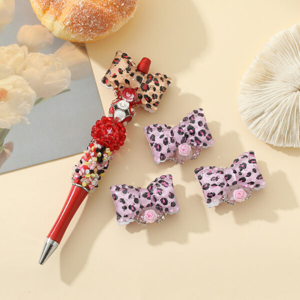 Wholesale 10pcs Cute Leopard Bow Flower Bead Accessories DIY Beads