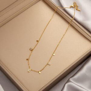 Square Zircon Tassel Necklace