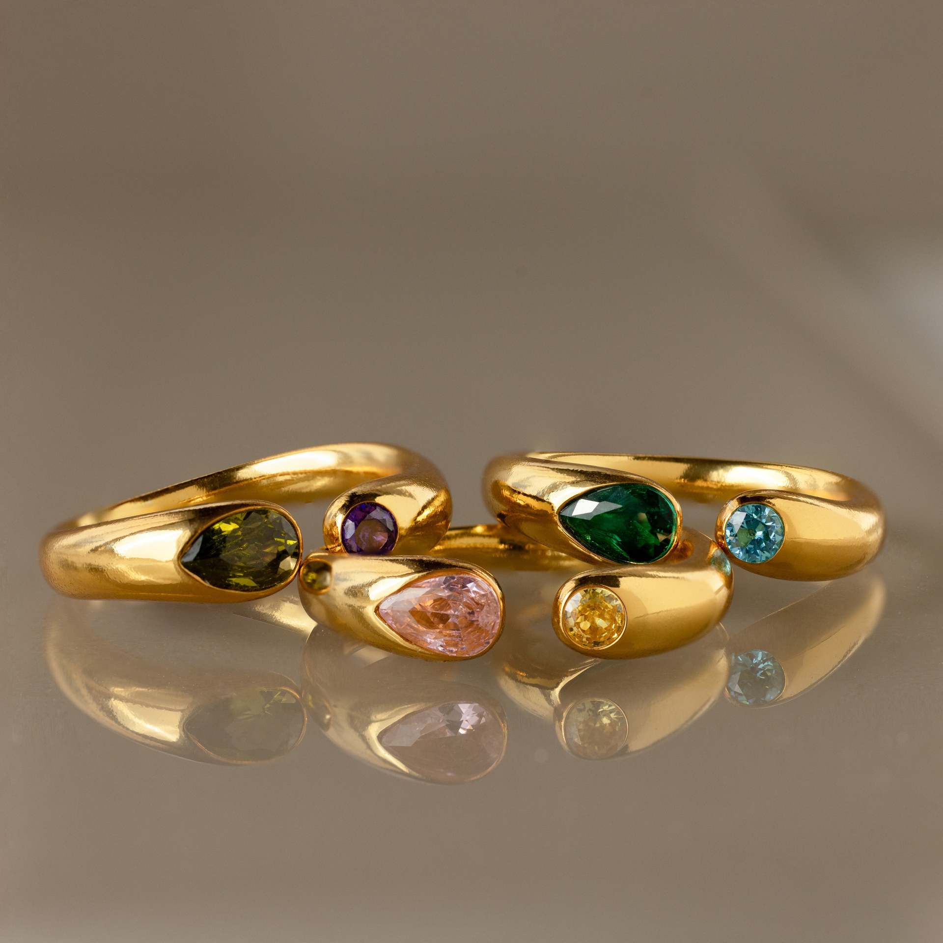 Wholesale December birthstone electroplated stainless steel ring