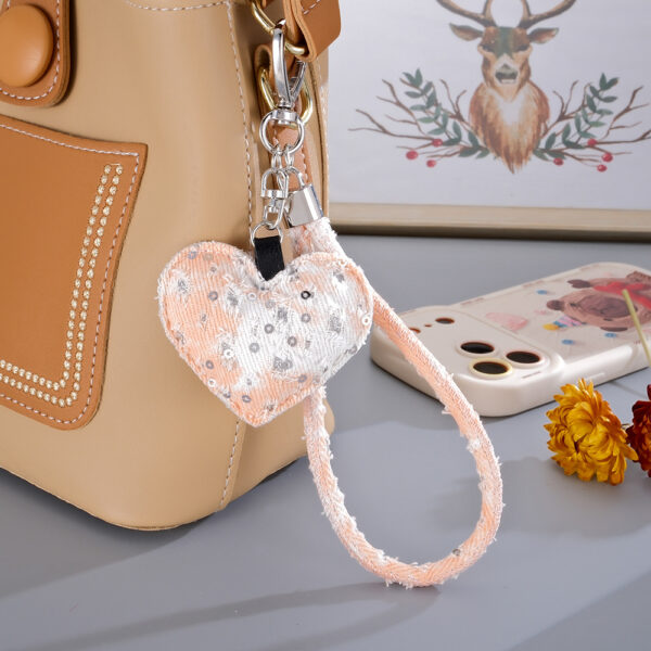 Wholesale Ripped Denim Heart Wrist Keychain