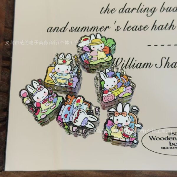 Wholesale 10pcs embossed house playing cartoon rabbit acrylic beads