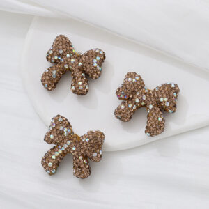 Silver gray / Colored soft clay full diamond bow height * width 28 * 29mm