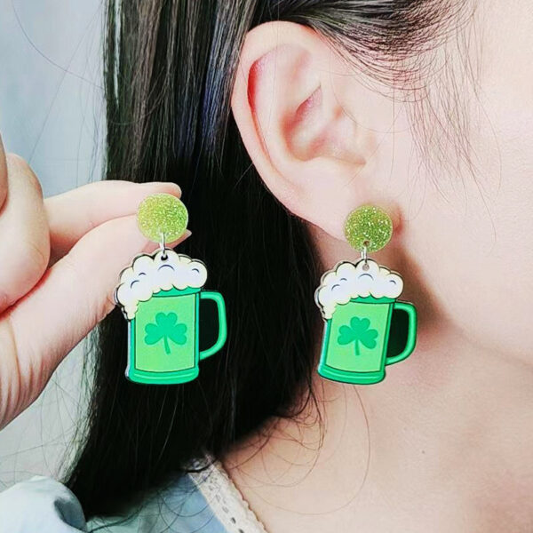 Wholesale St. Patrick's Day Clover Hat Butterfly Acrylic Earrings