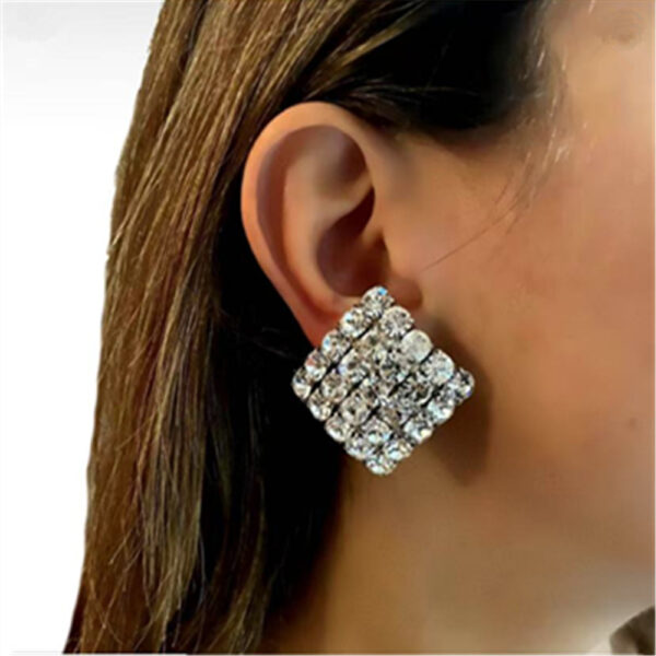 Wholesale Diamond studded geometric square earrings