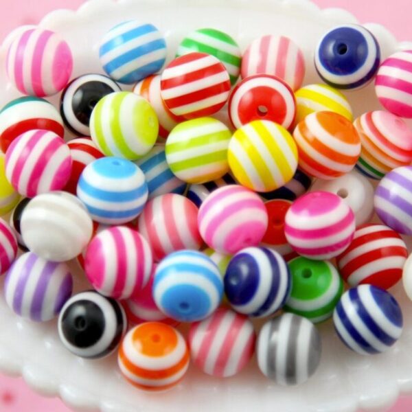 O1CN01SIkHPC1QErJVpni71_2201245431945-0-cib Wholesale 5pcs 20MM Resin Stripe Beads DIY Random Mixed Color Stripe Resin Beads