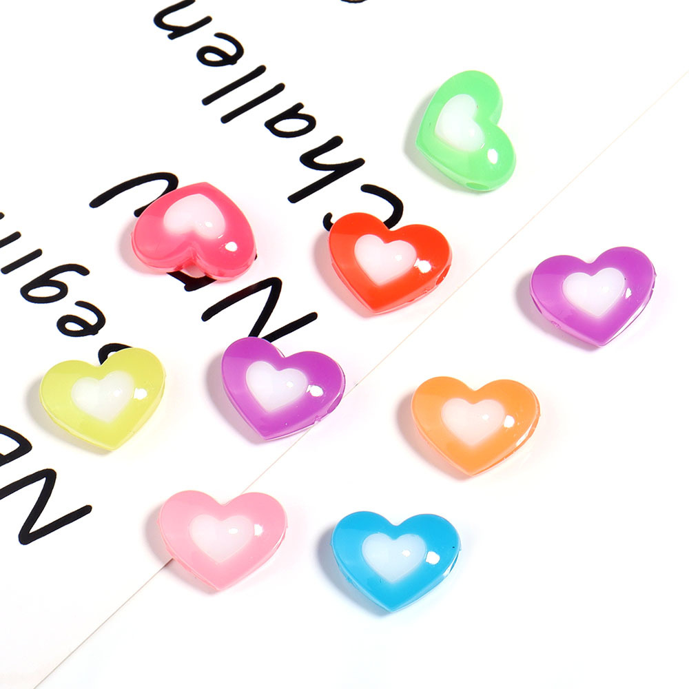 Wholesale Jelly colored double-layer heart-shaped acrylic beads