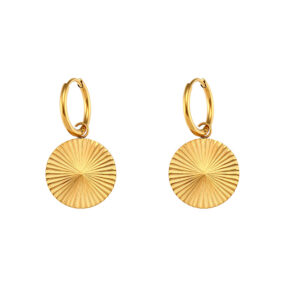 Carved Stripe Pendant Earring-Round