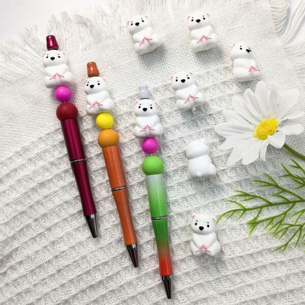 O1CN01SLZzxH2FO3hSUx9MT_2216349148869-0-cib Wholesale 10pcs 3DThree-dimensional Silicone Cute Cartoon White Bear DIY Beads