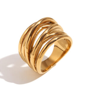 Irregular braided winding closed ring-Gold / No. 7