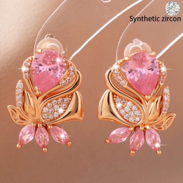 Wholesale Pink Waterdrop Tree Leaf Earrings