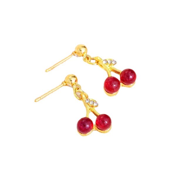 Wholesale Diamond studded red cherry earrings