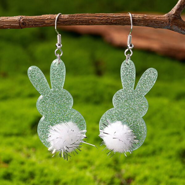 Wholesale Easter Purple Rabbit White Tail Earrings